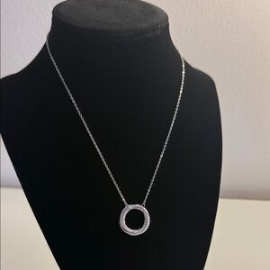 Swarovski Silver Open Circle Pendant Necklace